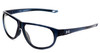 Profile View of Under Armour Intensity Designer Blue Light Blocking Eyeglasses in Matte Steel Blue Crystal Ladies Oval Full Rim Acetate 59 mm