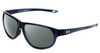 Profile View of Under Armour Intensity Designer Polarized Sunglasses with Custom Cut Smoke Grey Lenses in Matte Steel Blue Crystal Ladies Oval Full Rim Acetate 59 mm