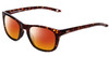 Profile View of Under Armour Raid Designer Polarized Sunglasses with Custom Cut Red Mirror Lenses in Havana Tortoise Brown Gold Unisex Classic Full Rim Acetate 55 mm