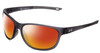Profile View of Under Armour Undeniable Designer Polarized Sunglasses with Custom Cut Red Mirror Lenses in Matte Crystal Grey Unisex Oval Full Rim Acetate 61 mm