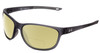 Profile View of Under Armour Undeniable Designer Polarized Reading Sunglasses with Custom Cut Powered Sun Flower Yellow Lenses in Matte Crystal Grey Unisex Oval Full Rim Acetate 61 mm