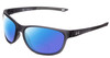 Profile View of Under Armour Undeniable Designer Polarized Reading Sunglasses with Custom Cut Powered Blue Mirror Lenses in Matte Crystal Grey Unisex Oval Full Rim Acetate 61 mm