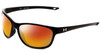 Profile View of Under Armour Undeniable Designer Polarized Sunglasses with Custom Cut Red Mirror Lenses in Gloss Black Unisex Oval Full Rim Acetate 61 mm