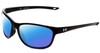 Profile View of Under Armour Undeniable Designer Polarized Sunglasses with Custom Cut Blue Mirror Lenses in Gloss Black Unisex Oval Full Rim Acetate 61 mm