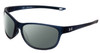 Profile View of Under Armour Undeniable Designer Polarized Sunglasses with Custom Cut Smoke Grey Lenses in Matte Steel Blue Crystal Unisex Oval Full Rim Acetate 61 mm