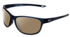 Profile View of Under Armour Undeniable Designer Polarized Sunglasses with Custom Cut Amber Brown Lenses in Matte Steel Blue Crystal Unisex Oval Full Rim Acetate 61 mm