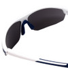 Close Up View of Under Armour Clutch Mens Semi-Rimless Designer Sunglasses White/Blue Mirror 71mm