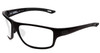 Profile View of Under Armour Battle Designer Reading Eye Glasses in Matte Black Mens Wrap Full Rim Acetate 65 mm