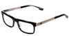 Profile View of SPY Optics Clive Designer Bi-Focal Prescription Rx Eyeglasses in Black Horn Gun Metal Unisex Rectangle Full Rim Metal 53 mm