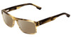 Profile View of SPY Optics Duke Designer Polarized Reading Sunglasses with Custom Cut Powered Amber Brown Lenses in Matte Green Smoke Brown Marble Unisex Square Full Rim Acetate 54 mm