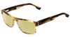 Profile View of SPY Optics Duke Designer Polarized Reading Sunglasses with Custom Cut Powered Sun Flower Yellow Lenses in Matte Green Smoke Brown Marble Unisex Square Full Rim Acetate 54 mm