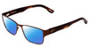 Profile View of SPY Optics Jett Designer Polarized Reading Sunglasses with Custom Cut Powered Blue Mirror Lenses in Mahogany Red Mojave Unisex Square Full Rim Metal 54 mm