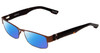 Profile View of SPY Optics Trenton Designer Polarized Reading Sunglasses with Custom Cut Powered Blue Mirror Lenses in Chestnut Brown Dark Tortoise Unisex Rectangle Full Rim Metal 55 mm