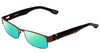 Profile View of SPY Optics Trenton Designer Polarized Reading Sunglasses with Custom Cut Powered Green Mirror Lenses in Chestnut Brown Dark Tortoise Unisex Rectangle Full Rim Metal 55 mm