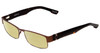 Profile View of SPY Optics Trenton Designer Polarized Reading Sunglasses with Custom Cut Powered Sun Flower Yellow Lenses in Chestnut Brown Dark Tortoise Unisex Rectangle Full Rim Metal 55 mm