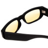 Close Up View of SPY Optics Genre Oval Acetate Designer Sunglasses Matte Black/Happy Yellow 54 mm
