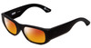 Profile View of SPY Optics Genre Designer Polarized Sunglasses with Custom Cut Red Mirror Lenses in Matte Black Unisex Oval Full Rim Acetate 54 mm