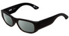 Profile View of SPY Optics Genre Designer Polarized Sunglasses with Custom Cut Smoke Grey Lenses in Matte Black Unisex Oval Full Rim Acetate 54 mm