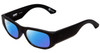 Profile View of SPY Optics Genre Designer Polarized Reading Sunglasses with Custom Cut Powered Blue Mirror Lenses in Matte Black Unisex Oval Full Rim Acetate 54 mm