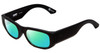Profile View of SPY Optics Genre Designer Polarized Reading Sunglasses with Custom Cut Powered Green Mirror Lenses in Matte Black Unisex Oval Full Rim Acetate 54 mm
