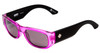Profile View of SPY Optics Genre Designer Sunglasses Crystal Magenta Matte Black/Happy Gray 54mm