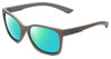 Profile View of Bolle Ada Designer Polarized Reading Sunglasses with Custom Cut Powered Green Mirror Lenses in Cool Matte Grey Unisex Classic Full Rim Acetate 44 mm