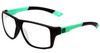 Profile View of Bolle Brecken Floatable Designer Single Vision Prescription Rx Eyeglasses in Matte Black Mint Green Unisex Square Full Rim Acetate 57 mm