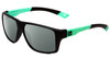 Profile View of Bolle Brecken Floatable Designer Polarized Sunglasses with Custom Cut Smoke Grey Lenses in Matte Black Mint Green Unisex Square Full Rim Acetate 57 mm