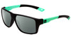 Profile View of Bolle Brecken Floatable Designer Polarized Reading Sunglasses with Custom Cut Powered Smoke Grey Lenses in Matte Black Mint Green Unisex Square Full Rim Acetate 57 mm