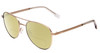 Profile View of Bolle Evel Designer Polarized Reading Sunglasses with Custom Cut Powered Sun Flower Yellow Lenses in Matte Sand Brown Unisex Aviator Full Rim Metal 60 mm