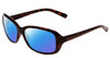 Profile View of Bolle Molly Designer Polarized Sunglasses with Custom Cut Blue Mirror Lenses in Dark Gloss Tortoise Havana Brown Gold Ladies Cateye Full Rim Acetate 58 mm
