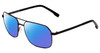 Profile View of Bolle Navis Designer Polarized Reading Sunglasses with Custom Cut Powered Blue Mirror Lenses in Matte Gunmetal Black Unisex Square Full Rim Metal 58 mm