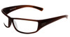 Profile View of Bolle Python Designer Blue Light Blocking Eyeglasses in Matte Transparent Chocolate Brown Unisex Wrap Full Rim Acetate 67 mm