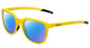 Profile View of Bolle Talent Designer Polarized Sunglasses with Custom Cut Blue Mirror Lenses in Matte Chartreuse Yellow Ladies Classic Full Rim Acetate 51 mm