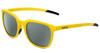 Profile View of Bolle Talent Designer Polarized Reading Sunglasses with Custom Cut Powered Smoke Grey Lenses in Matte Chartreuse Yellow Ladies Classic Full Rim Acetate 51 mm