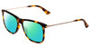 Profile View of Police SPL572 Designer Polarized Reading Sunglasses with Custom Cut Powered Green Mirror Lenses in Tortoise Havana Brown Gold Silver Unisex Classic Full Rim Acetate 56 mm
