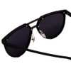 Close Up View of Police SPL586 Unisex Square Designer Sunglasses in Black & Grey Mirror Logo 57mm