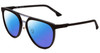 Profile View of Police SPL586 Designer Polarized Reading Sunglasses with Custom Cut Powered Blue Mirror Lenses in Matte Black Unisex Square Full Rim Acetate 57 mm