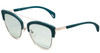Police SPL618 Cateye Designer Sunglasses in Teal Crystal Glitter/Grey Smoke 54mm