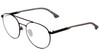 Profile View of Police SPL717 Designer Progressive Lens Prescription Rx Eyeglasses in Matte Black Unisex Round Full Rim Metal 55 mm