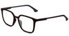 Profile View of Police SPL769 Designer Reading Eye Glasses with Custom Cut Powered Lenses in Matte Brown Blue Unisex Square Full Rim Acetate 54 mm