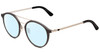 Profile View of Police SPL782 Designer Blue Light Blocking Eyeglasses in Matte Grey Ruthenium Silver Unisex Round Full Rim Metal 53 mm