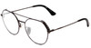Profile View of Police SPL636N Designer Progressive Lens Blue Light Blocking Eyeglasses in Dark Gun Metal Silver Unisex Round Full Rim Metal 55 mm with Blue Light Zone functionality illustration laid over the lens