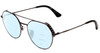 Profile View of Police SPL636N Designer Progressive Lens Blue Light Blocking Eyeglasses in Dark Gun Metal Silver Unisex Round Full Rim Metal 55 mm with Blue Light Zone functionality illustration laid over the lens