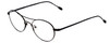 Profile View of John Varvatos V158 Designer Blue Light Blocking Eyeglasses in Matte Black Leather Unisex Round Full Rim Metal 51 mm