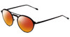 Profile View of John Varvatos V160 Designer Polarized Sunglasses with Custom Cut Red Mirror Lenses in Gunmetal Silver Black Unisex Round Full Rim Metal 50 mm