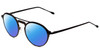 Profile View of John Varvatos V160 Designer Polarized Sunglasses with Custom Cut Blue Mirror Lenses in Gunmetal Silver Black Unisex Round Full Rim Metal 50 mm