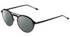 Profile View of John Varvatos V160 Designer Polarized Reading Sunglasses with Custom Cut Powered Smoke Grey Lenses in Gunmetal Silver Black Unisex Round Full Rim Metal 50 mm