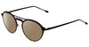 Profile View of John Varvatos V160 Designer Polarized Reading Sunglasses with Custom Cut Powered Amber Brown Lenses in Gunmetal Silver Black Unisex Round Full Rim Metal 50 mm