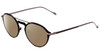 Profile View of John Varvatos V160 Designer Polarized Sunglasses with Custom Cut Amber Brown Lenses in Matte Black Silver Unisex Round Full Rim Metal 50 mm
